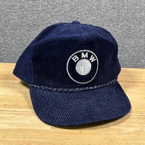 BMW Corduroy Hat Mens OSFA Navy Blue Vintage Dorfman Pacific Rope Adjustable